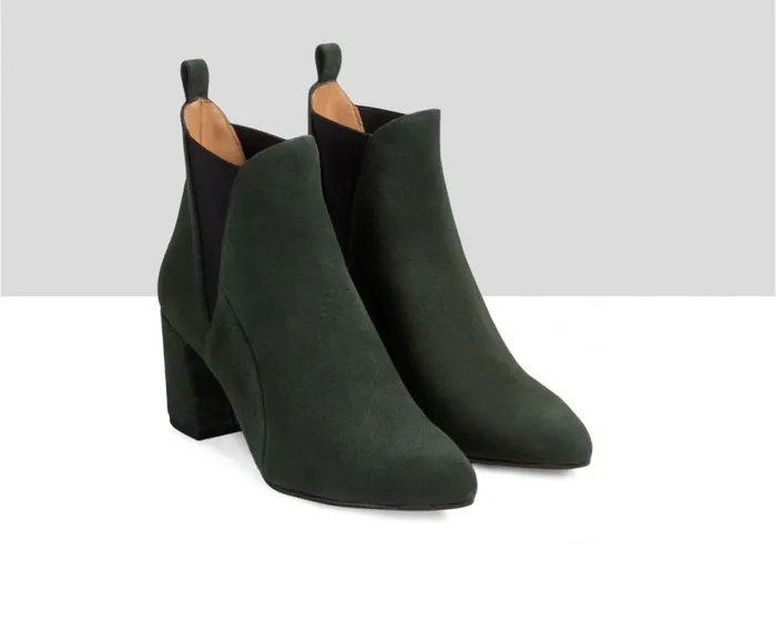Women High Heel Audley Shoes High Heel Leather Booties Emilia Green