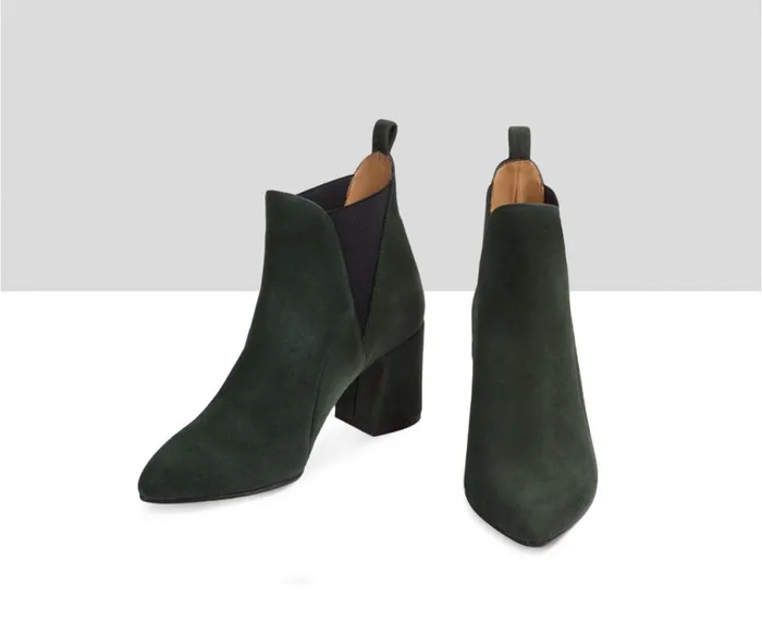 Women High Heel Audley Shoes High Heel Leather Booties Emilia Green