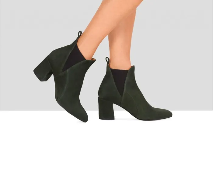 Women High Heel Audley Shoes High Heel Leather Booties Emilia Green