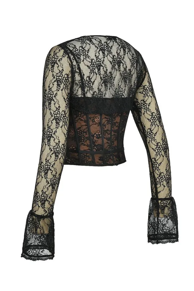 Women Lisette Black Lace Corset Top With Bolero House Of CB Corsets Women Lisette Black Lace Corset Top With Bolero House Of CB Corsets
