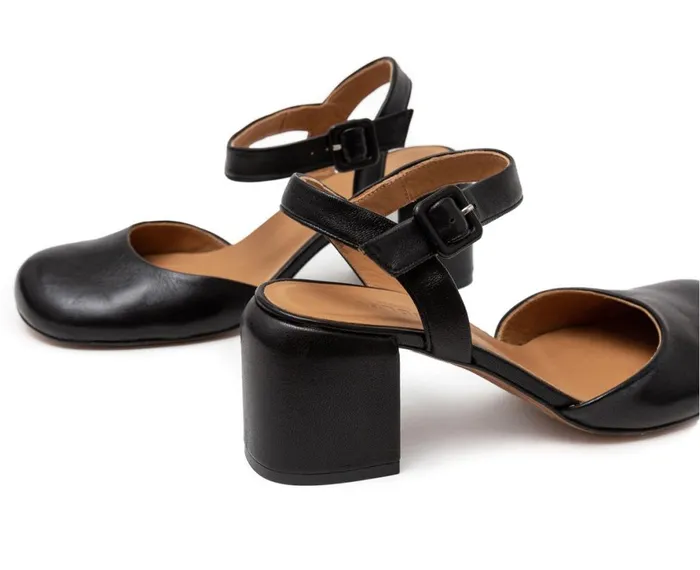 Women Medium Heel Audley Shoes Medium Heel Leather Shoe Hani Black