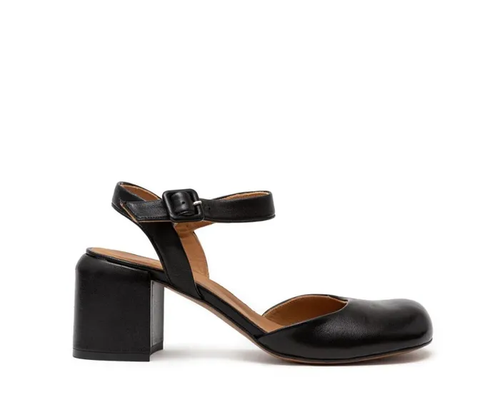 Women Medium Heel Audley Shoes Medium Heel Leather Shoe Hani Black