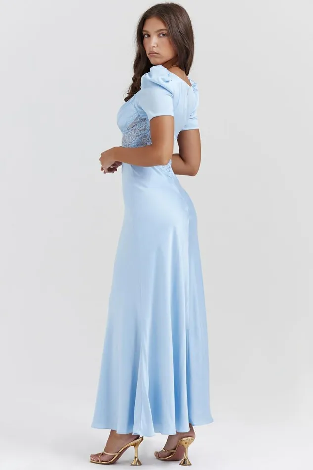 Women Rafaela Soft Blue Pure Silk and Lace Dress House Of CB Dresses
