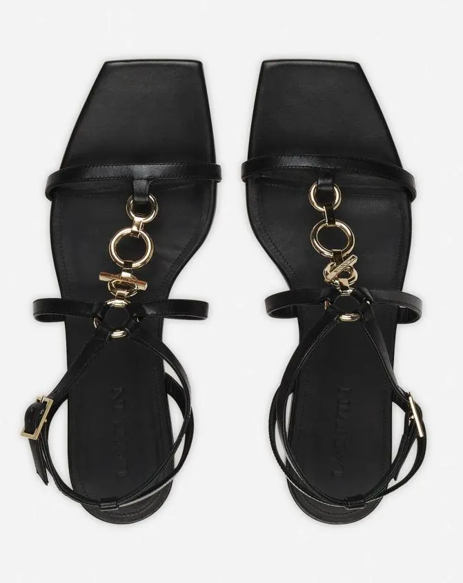 Women Sandals and Mules Lanvin Mesure Flat Leather Sandals Black Women Sandals and Mules Lanvin Mesure Flat Leather Sandals Black