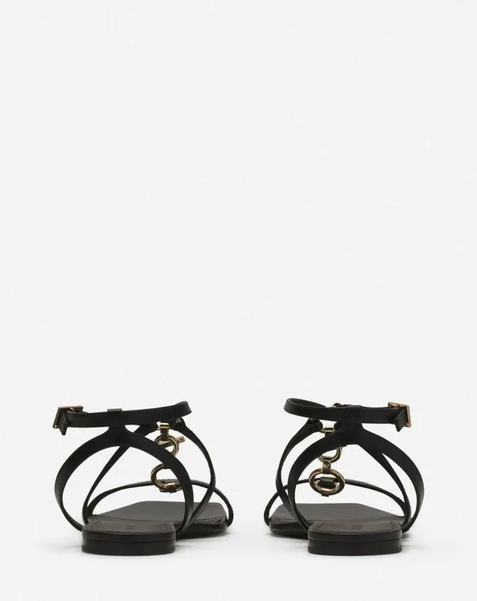 Women Sandals and Mules Lanvin Mesure Flat Leather Sandals Black Women Sandals and Mules Lanvin Mesure Flat Leather Sandals Black