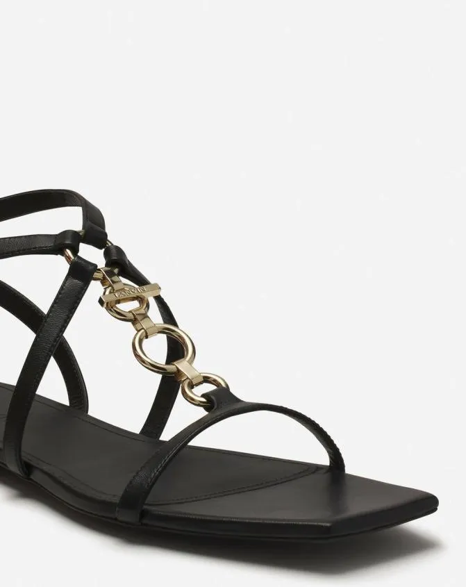 Women Sandals and Mules Lanvin Mesure Flat Leather Sandals Black Women Sandals and Mules Lanvin Mesure Flat Leather Sandals Black