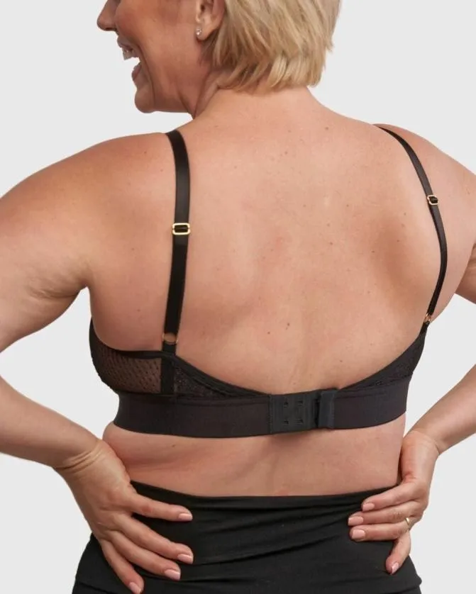 Women Soma Post Surgical Bras AnaOno Wireless Pocketed Cupless Lace Bralette Black