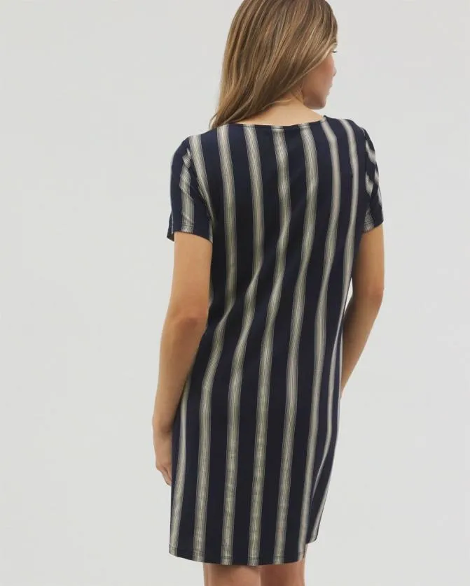 Women Soma Sleepshirts Cool Nights Short Sleeve Scoop Neck Sleepshirt Hampton Stripe Na Champ