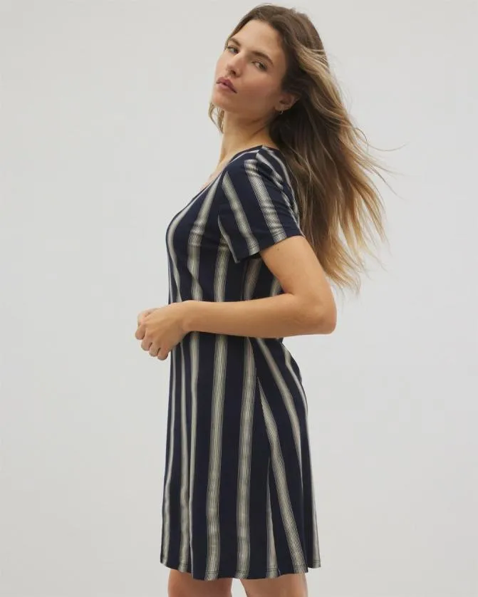 Women Soma Sleepshirts Cool Nights Short Sleeve Scoop Neck Sleepshirt Hampton Stripe Na Champ