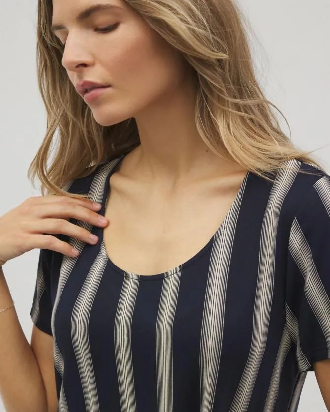 Women Soma Sleepshirts Cool Nights Short Sleeve Scoop Neck Sleepshirt Hampton Stripe Na Champ