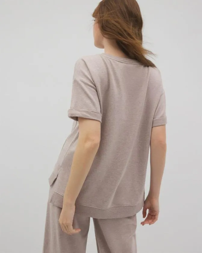 Women Soma Tops Essential Terry Relaxed Short Sleeve Top Heather Mink