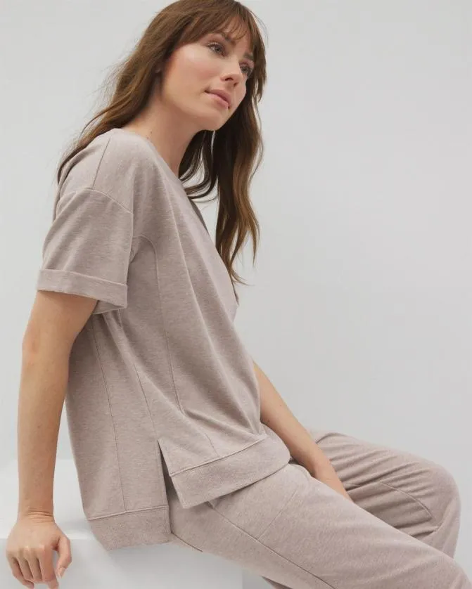 Women Soma Tops Essential Terry Relaxed Short Sleeve Top Heather Mink