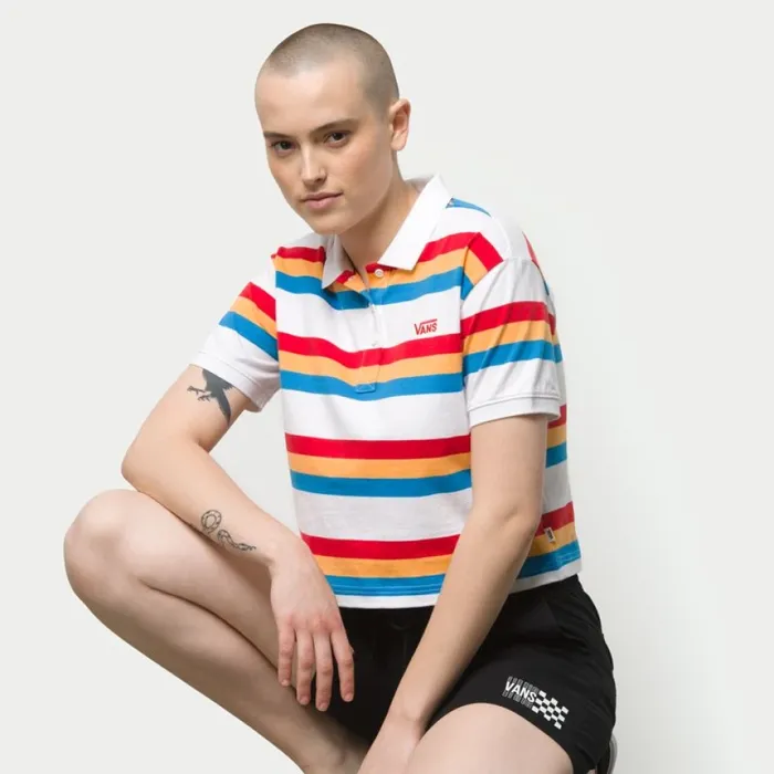 Women Tops Vans Long Haul Polo Top White Women Tops Vans Long Haul Polo Top White