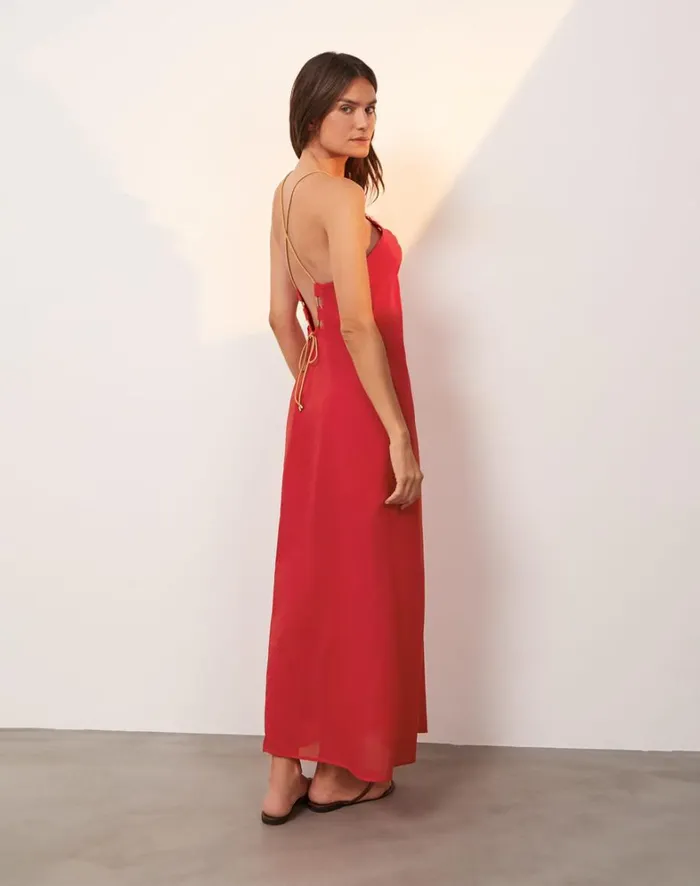 Women ViX Paula Hermanny Cover Ups Zima Long Cover Up 8211 Red Poppy
